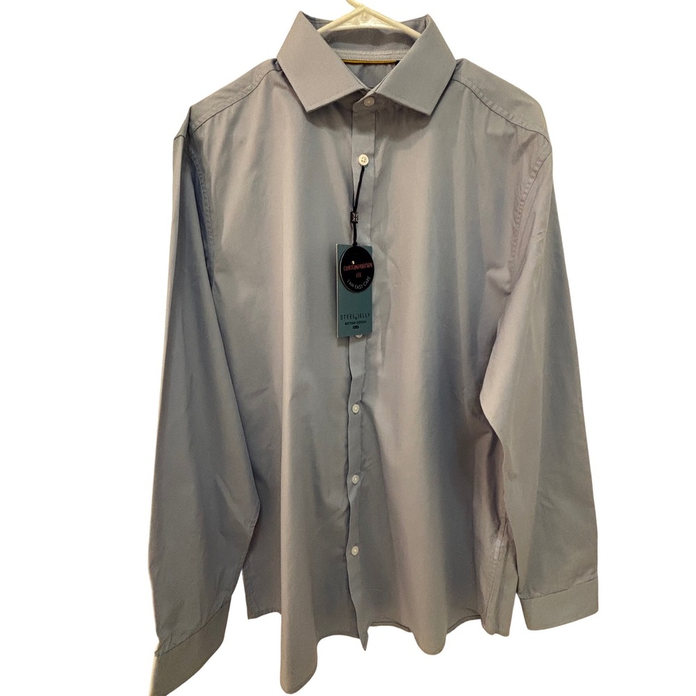 Steel Jelly‎ Men Blue Easy Care Dress Shirt Size 16.5 British Design